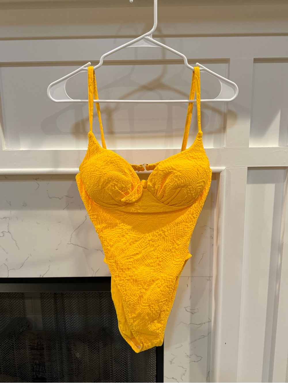 Pacific Connections vintage yellow one pice swimsuit:  pushup and high cut thigh